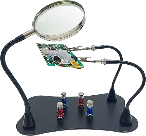 Miniatura 2 de Sutekus Manos de ayuda para soldar soporte para placa de circuito PCB con lupa de 2.5X para reparación electrónica, joyería, manualidades,