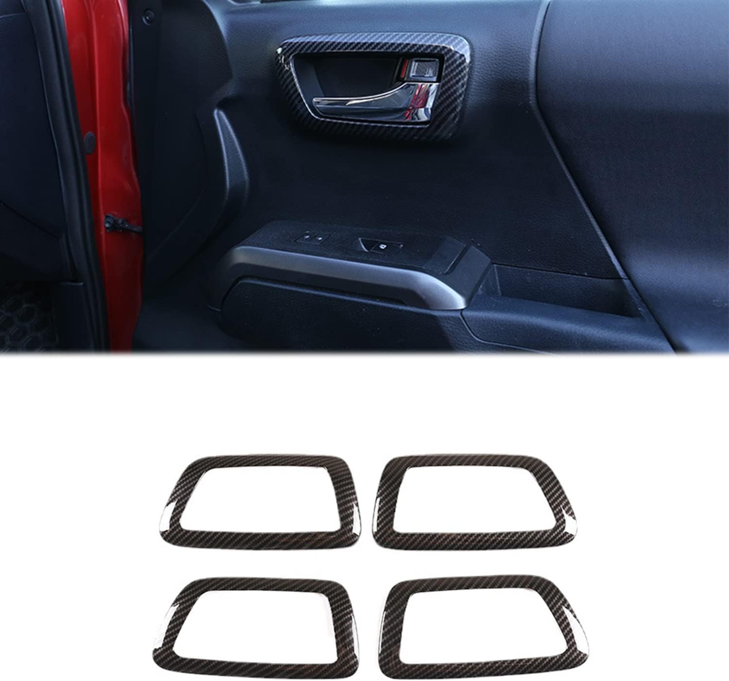 Door Handle Panel Cover Trim for Toyota Tacoma 2016 2017 2018 2019 2020 2021 2022 2023 Carbon Fiber Pattern Interior Decoration Car Accessories 4PCS