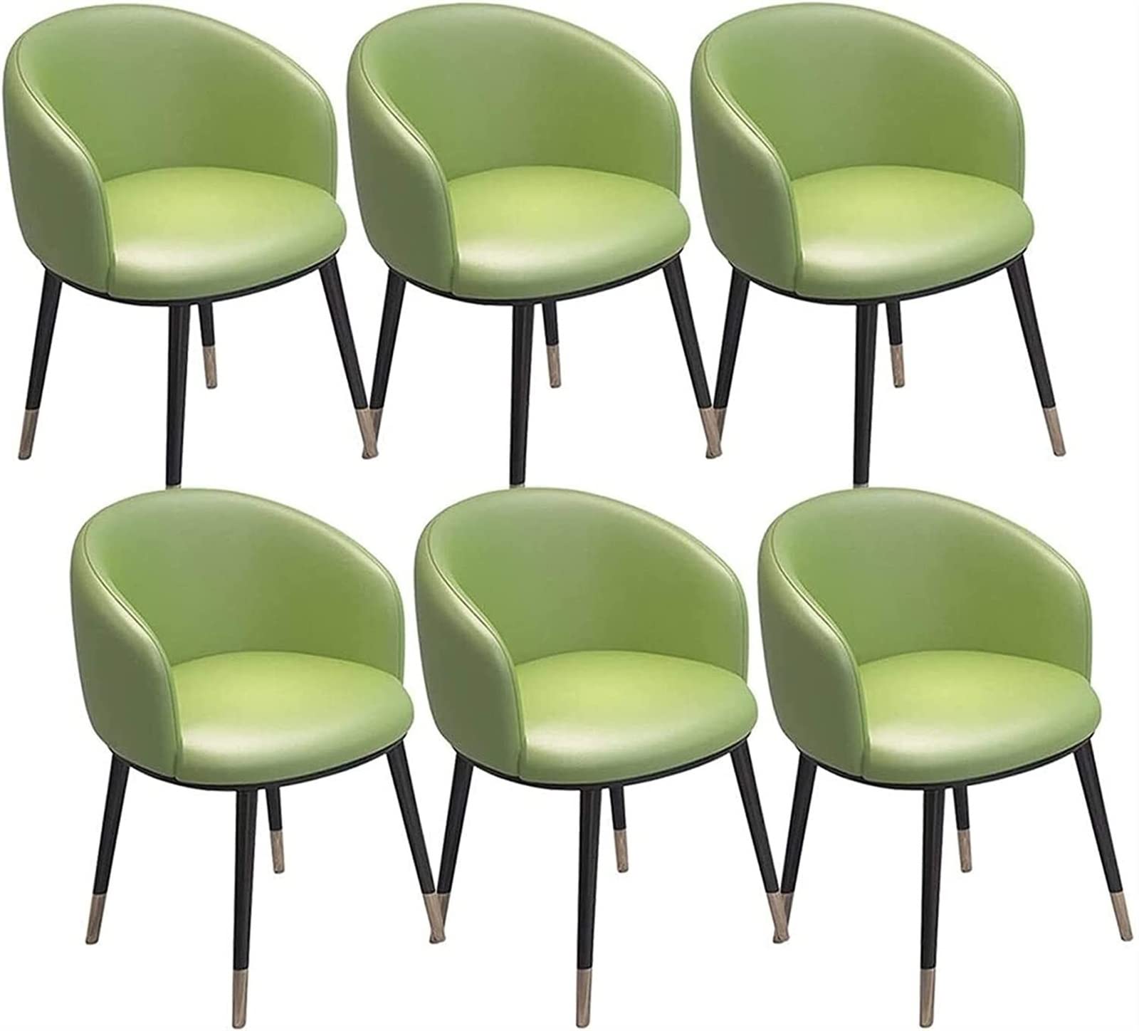 SJIALEN Modern Dining Chairs Set of 6, for Living Room Reception Office Chairs PU Leather Seat Backrest Metal Legs Kitchen Chairs Kitchen Chair (Color : Green, Size : 42x42x75cm)