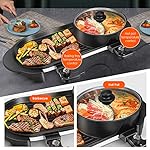 SEAAN Hot Pot with Grill, Korean BBQ Grill Indoor Hotpot Pot Electric Combo, Shabu Shabu Pot with Divider KBBQ Grill Smokeless Non-stick Separate Dual Temperature Control, for 2-12 People, 110V - Image 3