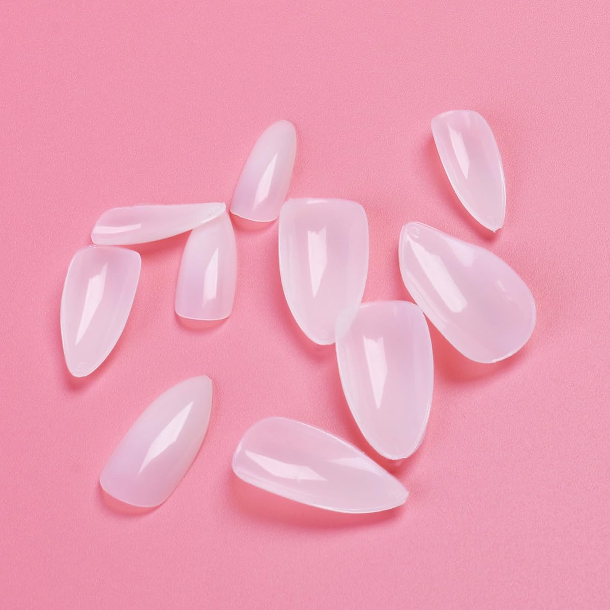 600pcs Natural Nail Tips Full Cover Sharp Ending ABS White