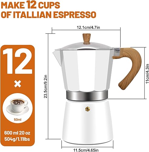 Miniatura 10 de Cafetera de aluminio para café expreso de 14 tazas, 23.7 fl oz, 23 onzas, cafetera italiana, cafetera Moka Express Classic Cafe Maker para café