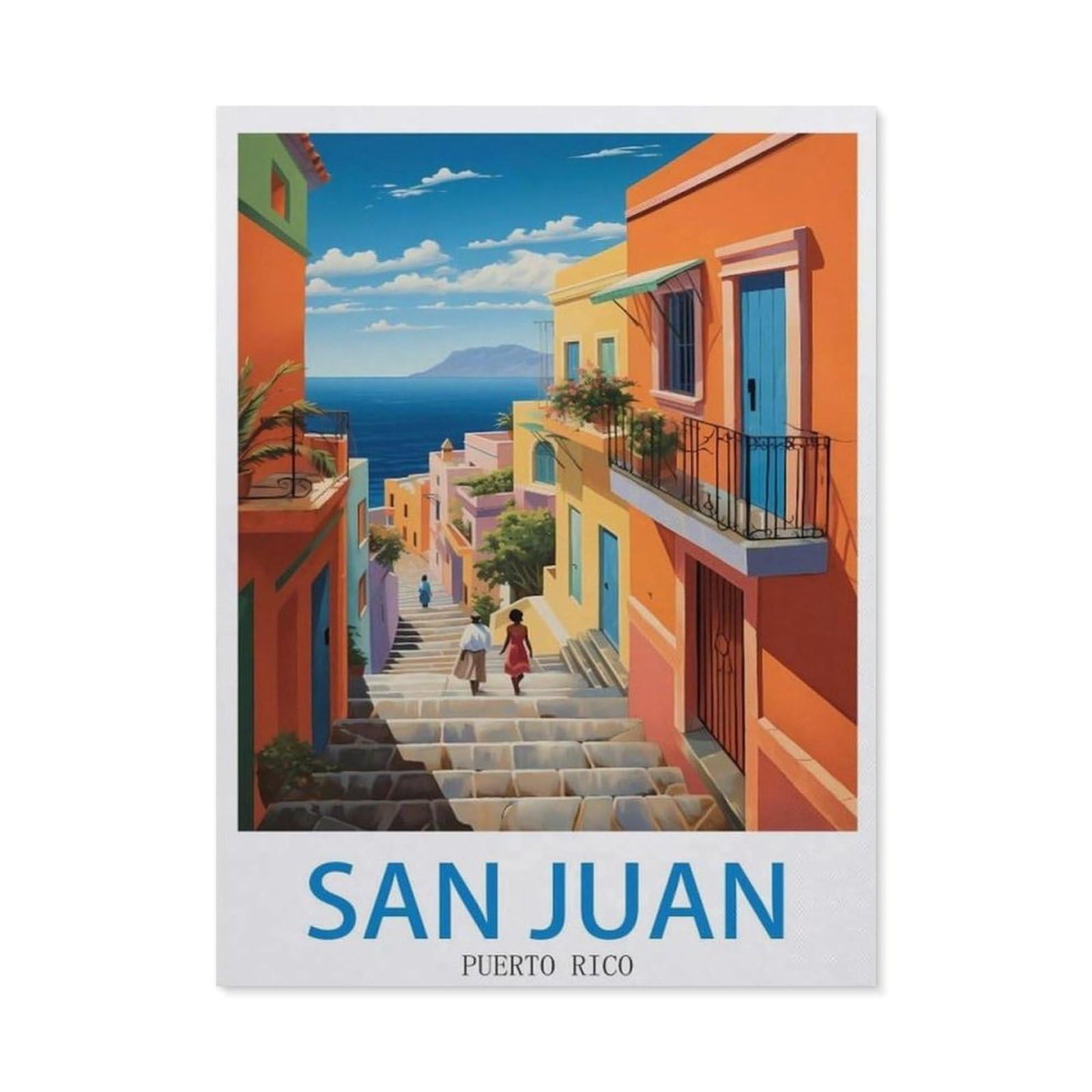 Vintage Metal Tin Sign，San Juan Puerto Rico，Retro Wall Decor Art Tin Sign for Home Coffee Bar Restaurant Pub(15x30cm）6x12 inch-EE39