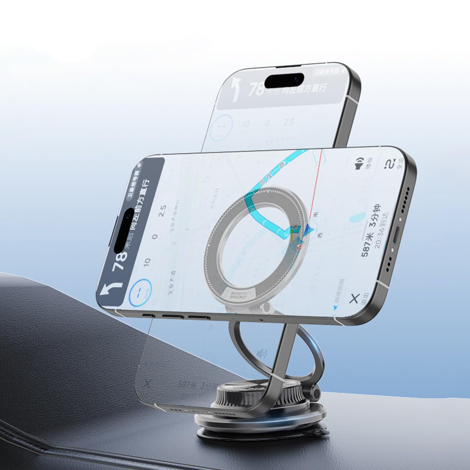 Supporto Magnetico per Telefono in Auto Compatta Regolabile ad Adesione | Montaggio Telefono Veicolare Rimovibile Per Cruscotto Parabrezza Interno Camion Vetro Specchietto