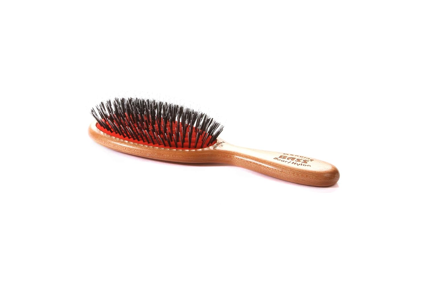 Bass Brushes | Premiere Series | Shine & Condition Pet Brush | Ultra-Premium Natural Bristle & Nylon Pin | Genuine Ashwood Handle | Junior Oval | Genuine Ashwood Finish | Model PJR