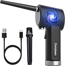 DOROBEEN Compressed Air Duster, Cordless Portable Rechargeable Compressed air, 33000 RPM Electric Air Duster for Computer Keyboard Electronics Cleaning, 6000mAh Battery Electronic Blower (Black)