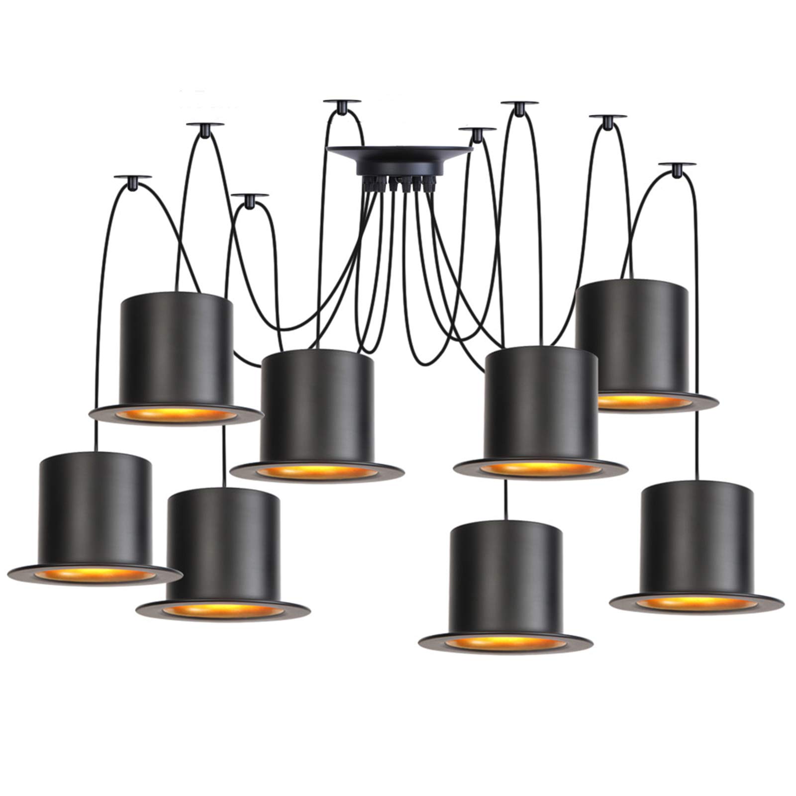 Éclairage suspendu pour salle à manger lustre noir réglable 10 lumières