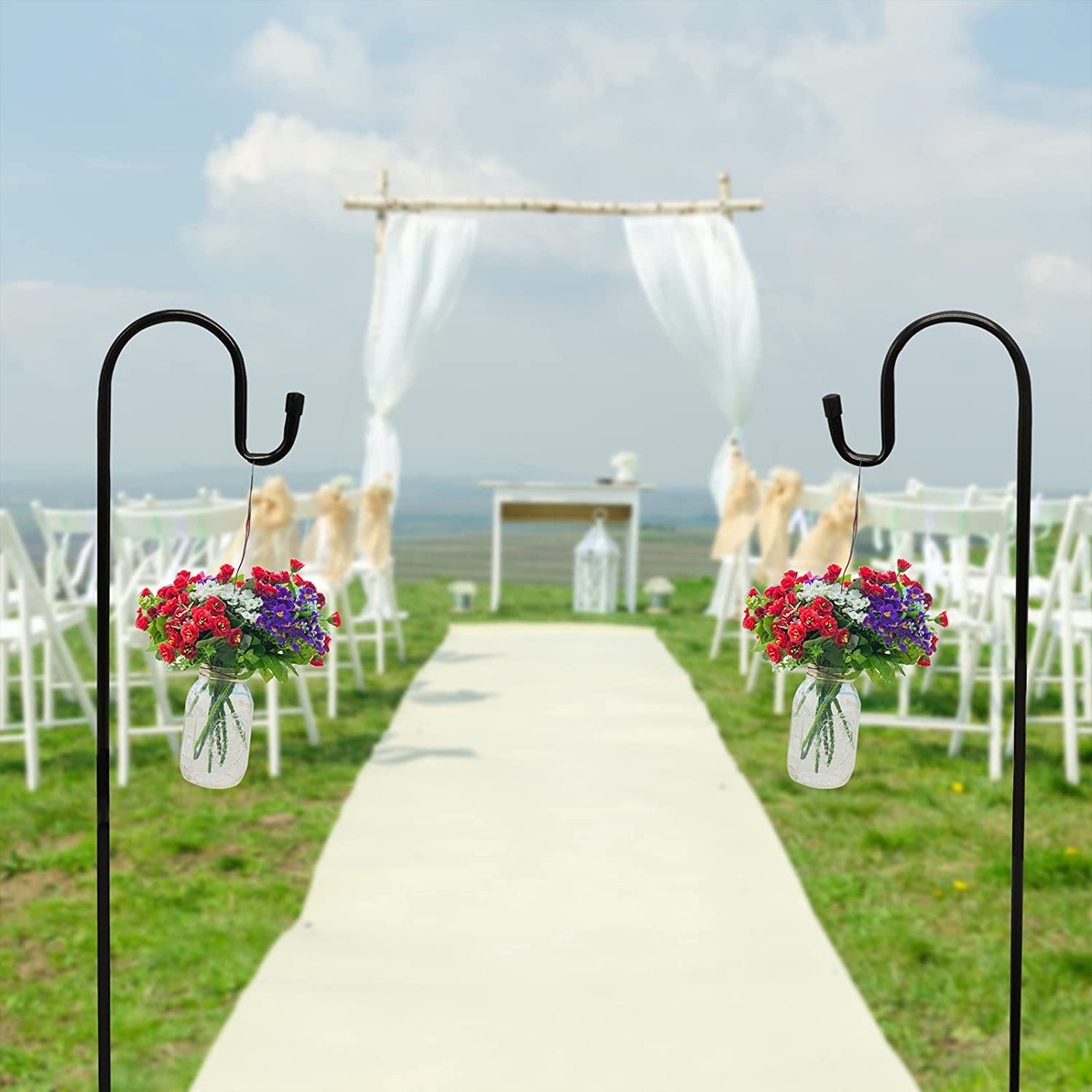 Schäferhaken für den Außenbereich, 200 cm, verstellbar, für Hochzeiten, Hängepflanzenkörbe, Solarleuchten, Vogelfutterspender, Gartenwerkzeuge, 4 Stück