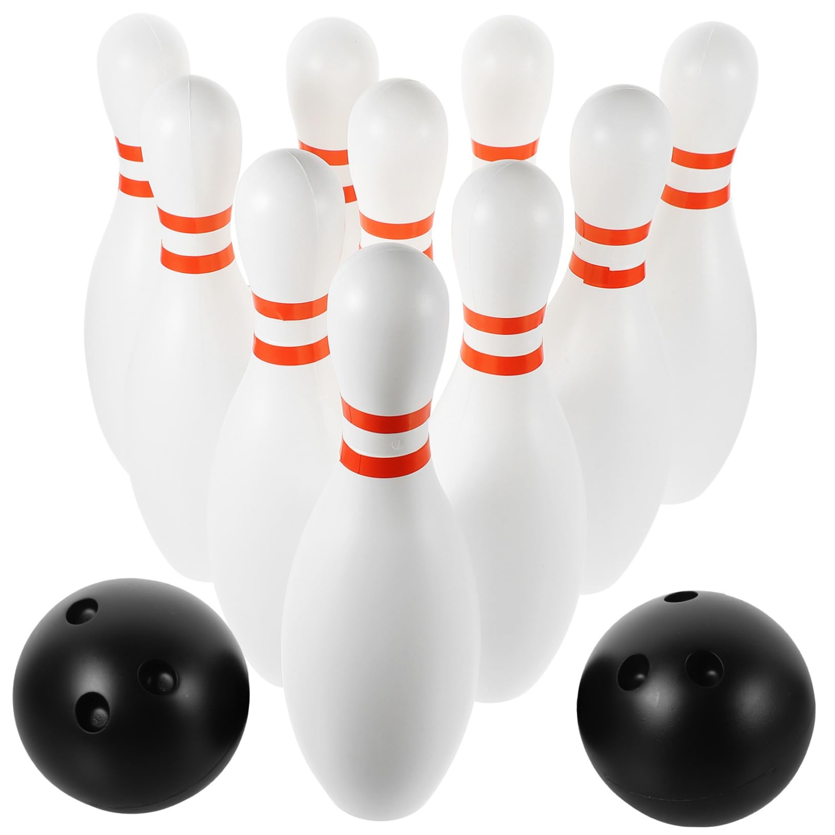 Garneck 12pcs Large Bowling Play with White Pins and Random Color Balls Outdoor Indoor Sports for Childrens Educational and Family Interaction Games Random Color
