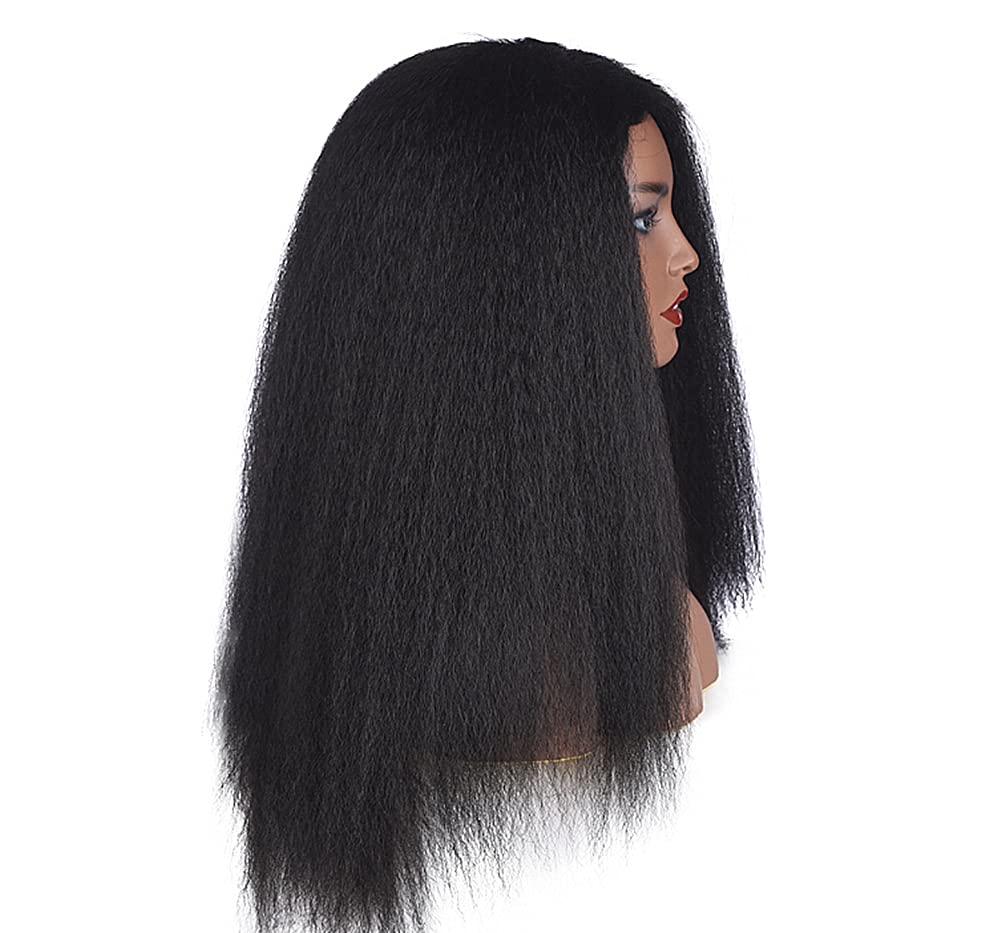 24 inch high temperature resistant silk, fluffy explode long curly hair wig headgear (1B#)