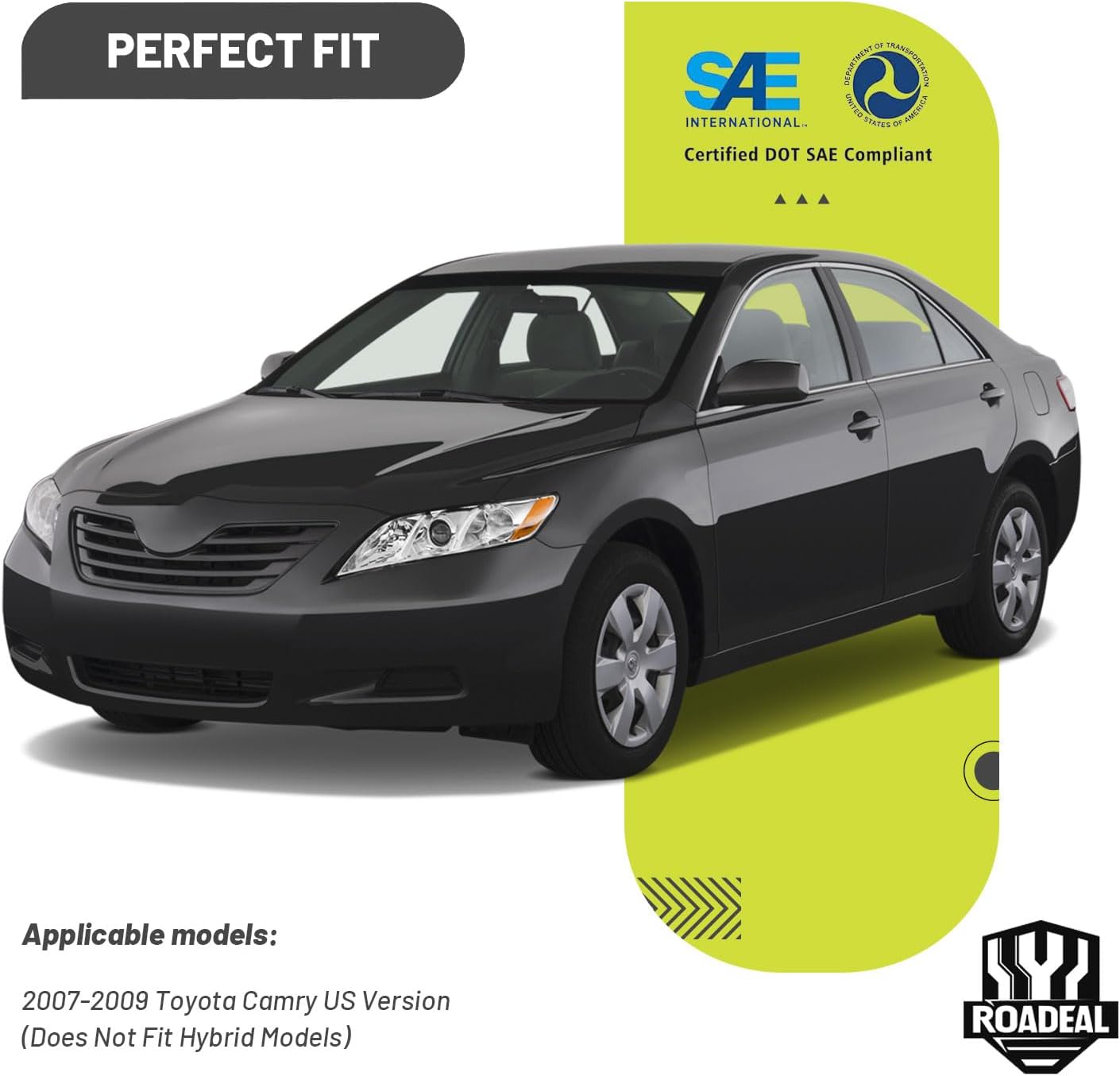 Headlights W/Bulbs for 2007 2008 2009 Toyota Camry Halogen Headlamp Replacement Driver & Passenger Side (Not fit Hybird Models)