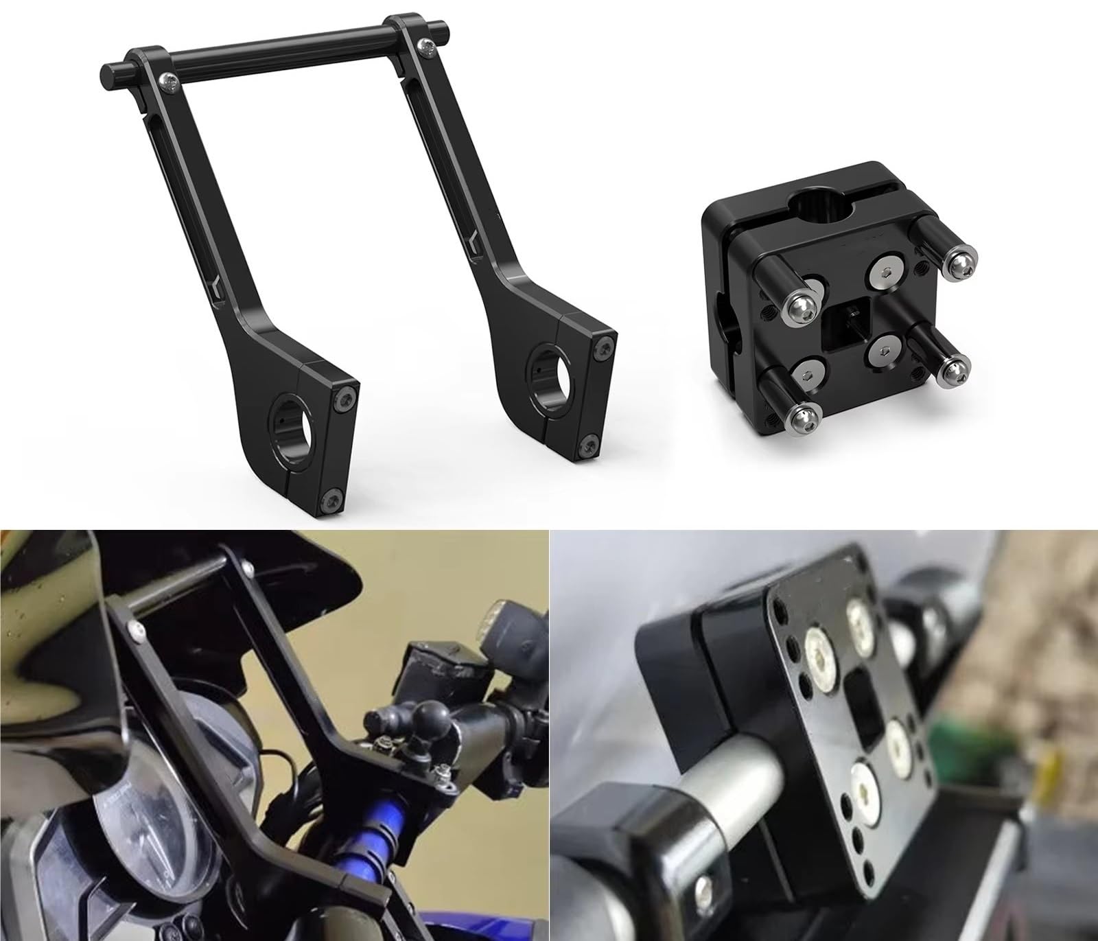Soporte Navegación Placa Navegación GPS Teléfono para Motocicleta, Soporte para Yamaha YZ para YZF WRF 125 250 450 AMPS Brazos Montaje Roadbook(Set)