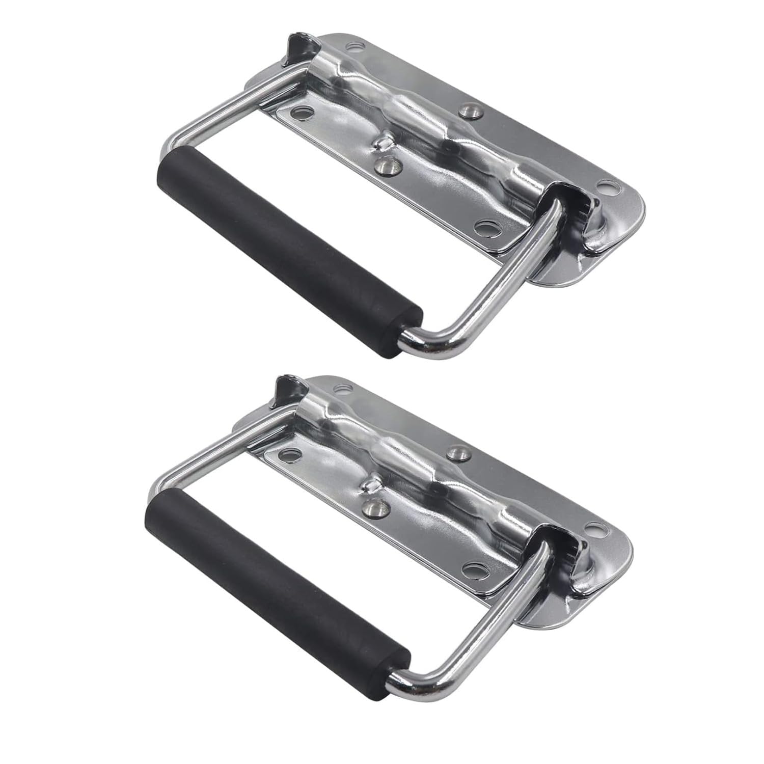 ZHjuju Folding Spring Steel Handles,2Pcs Box Handles Spring Folding Handle Stainless Steel Folding Handle Luggage Hardware for Toolbox Storage Boxes Replacement