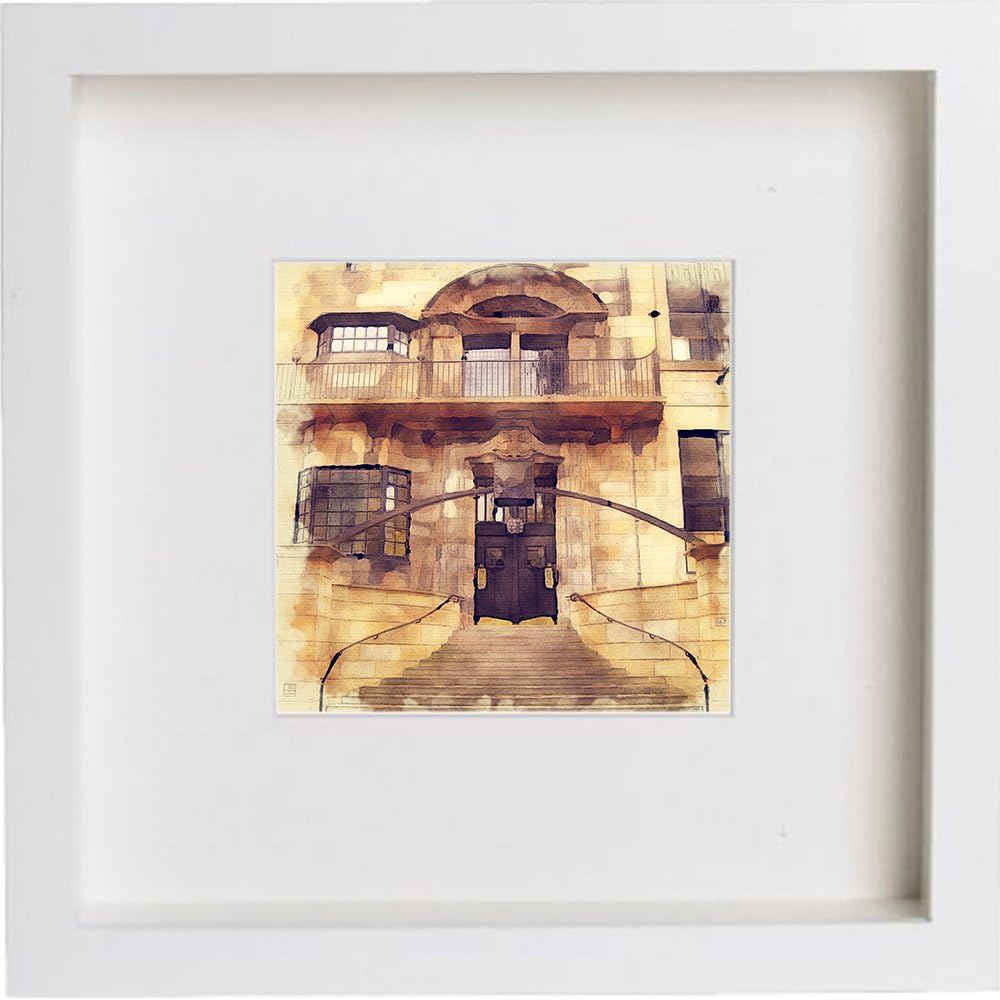 Wall Watercolour Print of The Glasgow School of Art 202, White, One Size