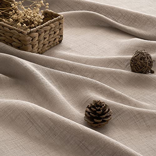 Woaboy Leinen Gardinen Vorhänge Ösen 2er Set 140x225cm Dunkelbraun – Ansicht 4