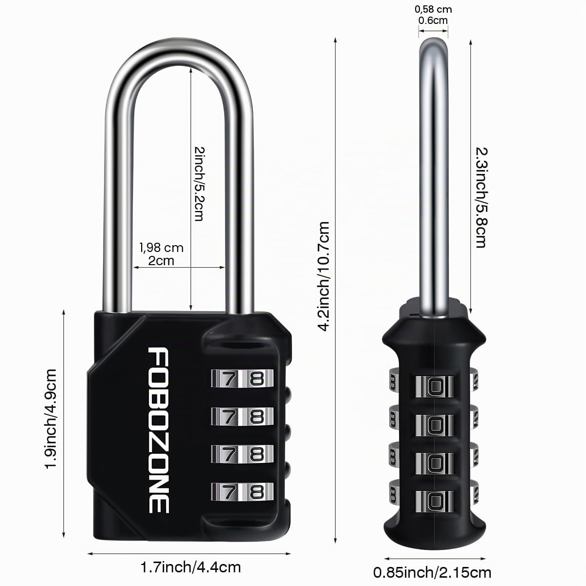 Candado de Combinación, Candado Taquilla Numérico 4 Dígitos Impermeable en Aleación de Zinc, Cerradura de Seguridad para Gimnasio, Escuela, Natación, Maleta, Caja de Herramientas y Uso Exterior