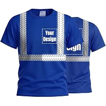 High Visibility Safety T-Shirts Customize Logo Hi-Vis Protective Work Shirts with Bone Reflective Strips L, Blue - Style 3