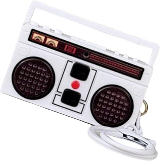 NOLOWY Llavero de cadena con diseño de grabador de radio, diseño retro