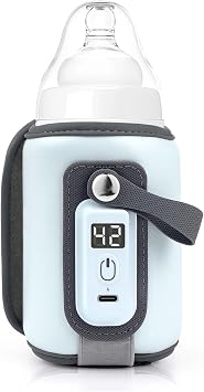 Portable Baby Bottle Warmer Bag, USB Bottle Warmer Heater, 5 Gears Adjustable Bottle Warmer Cover with LCD Display for Milk and Baby Food