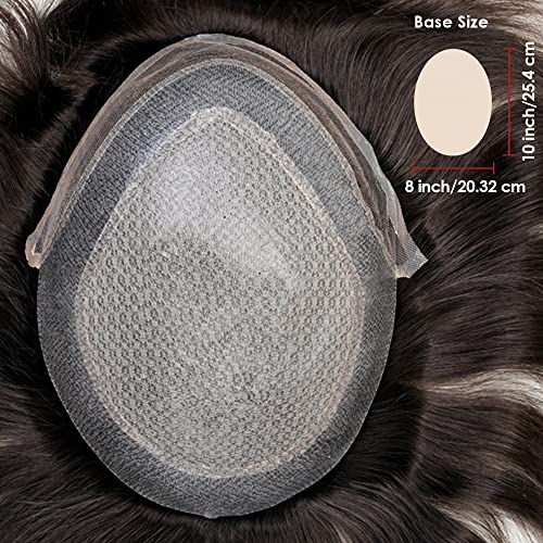 Foto von Lordhair Knotenlos Toupet für Männer, Haut Eben Injiziert Spitzenfront Mensch Haar System, Basisgröße 8x10 Zoll Leichte Mittlere Dichte Herren Haarteil
