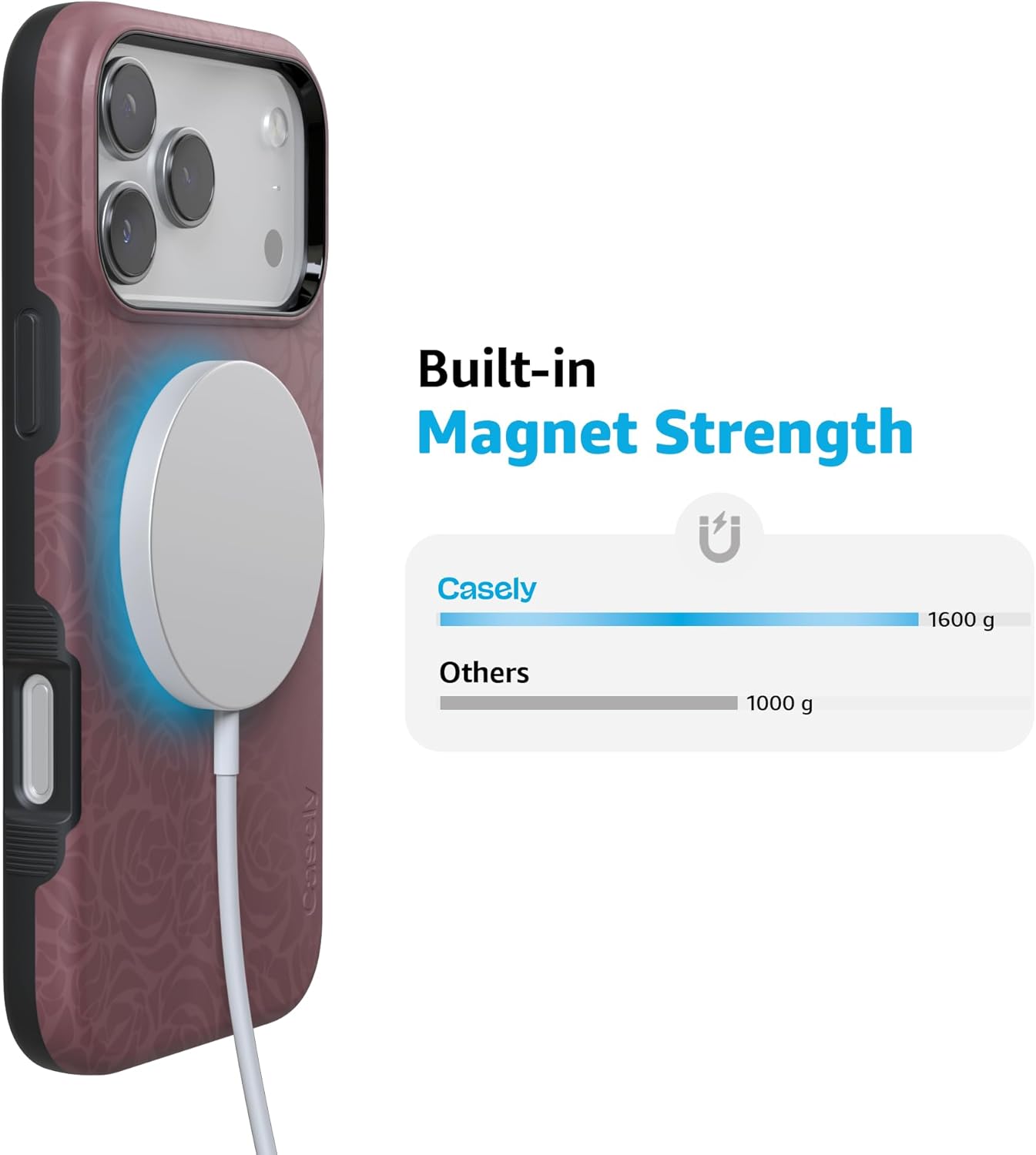 Casely iPhone 17 Pro Max Case | Bordeaux Rose | Moody Monochrome | Bold Protective Design | Compatible with MagSafe