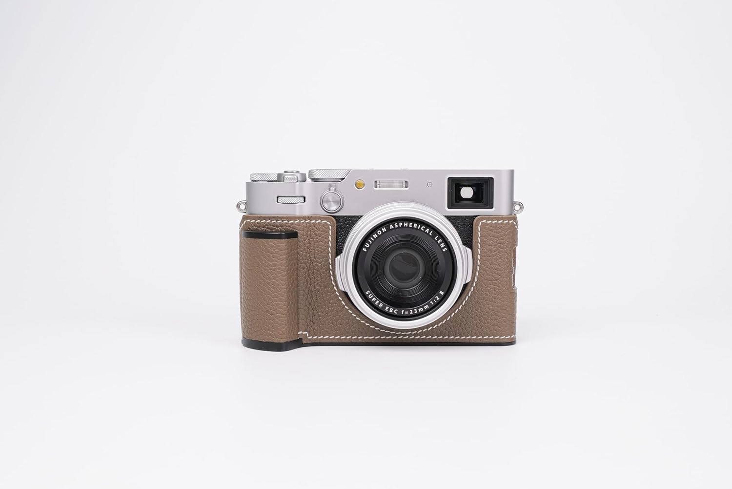 Camera Case for Fujifilm X100VI,UChandmade Genuine Leather Camera Half Case for Fujifilm X100VI - Top Layer Cowhide Body Metal Base Plate Hand Shank 3-in-1 Design (Brown)