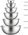 FineDine Mixing Bowls - Set of 6 Steel Mixing Bowls - Easy-Grip, Nesting Bowls for Cooking, Baking, Meal Prep and Food Storage - Kitchen Essentials