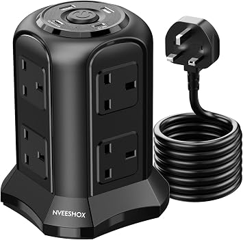 NVEESHOX Tower Extension Lead 2M with USB C PD 20W 13A 3250W