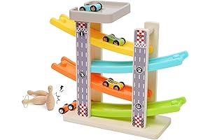 Wooden Car Ramp Racetrack Zig Zag Race Track for 1 2 3...