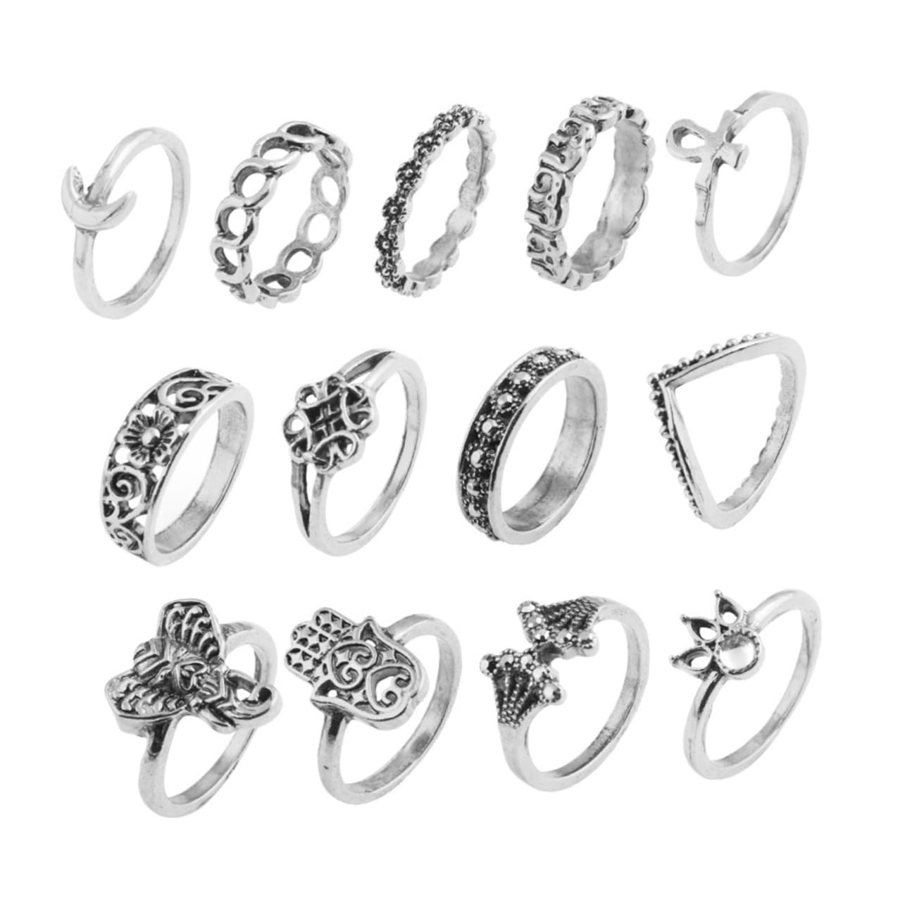 CALLARON 13 Piezas Conjunto De Anillos Vintage Anillo De Elefante Accesorio De Fiesta De Baile Accesorios De Fiesta Accesorios De Fiesta Anillos De Encanto Anillo Conjunto De Anillos De