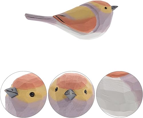 Miniatura 9 de ARTIBETTER Decoración de la habitación, decoración del hogar, figura de pájaro de madera, estatua de jardín de pájaros, figura de gorrión tallada,