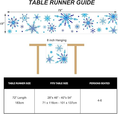 Miniatura 9 de Labeol Camino de mesa de copo de nieve, camino de mesa de Navidad, copos de nieve blancos y dorados, decoraciones de Navidad para mesa, camino de