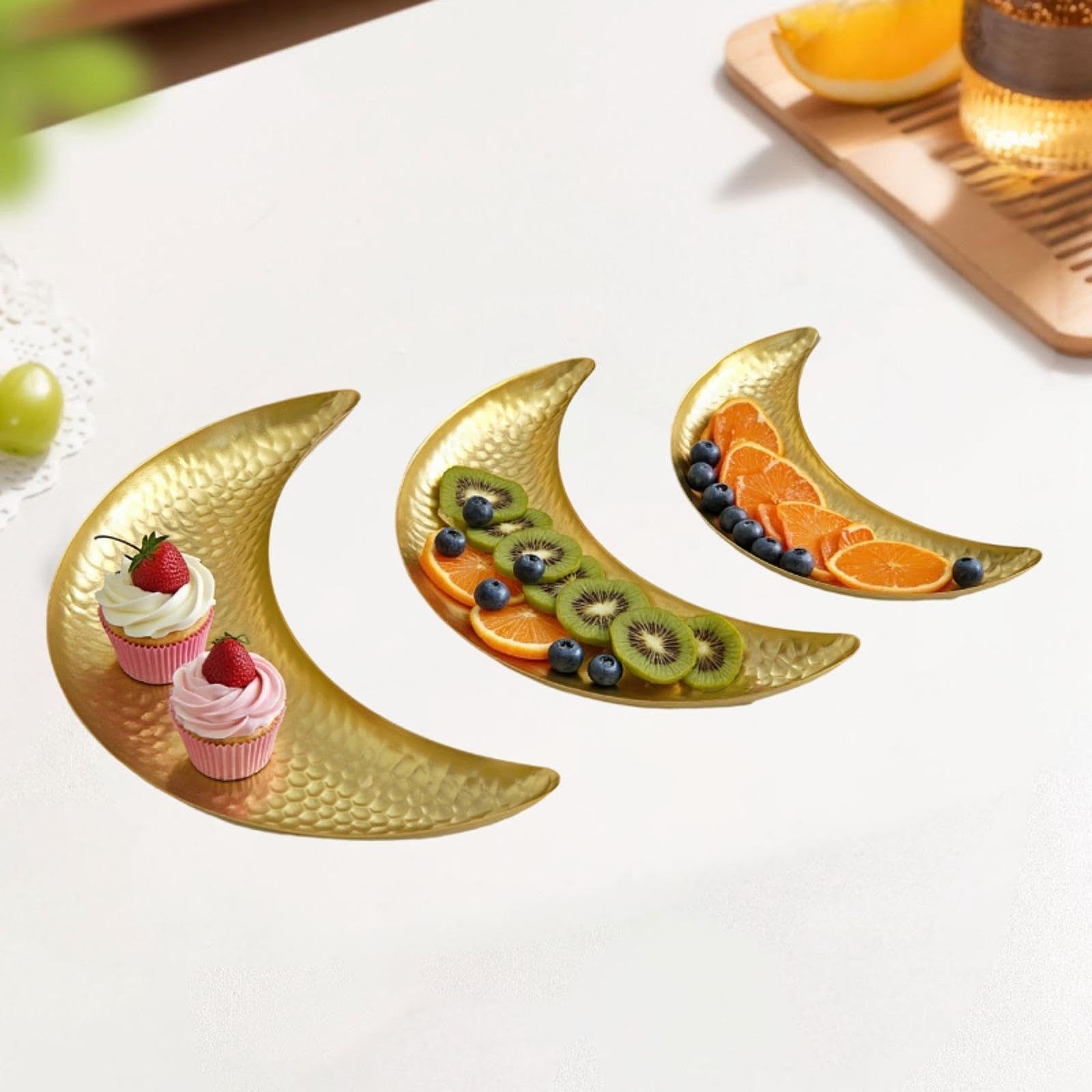 Plateaux de Service En Métal En Forme (3 Pièces) pour Fruits, Fromages et Autres Amuse-gueules.