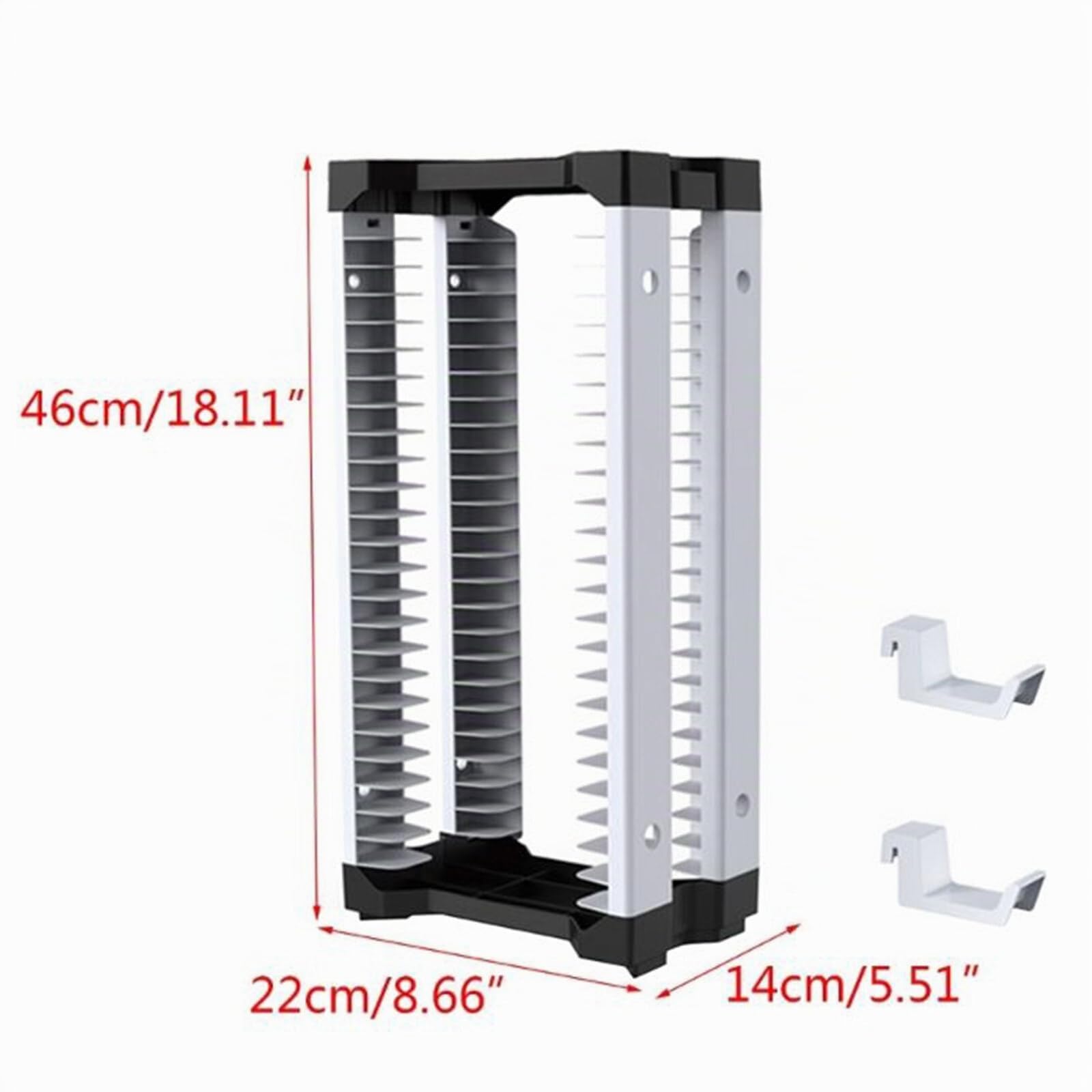 iFCOW Tour de rangement de jeu pour PS5, étagère avec 2 crochets pour jeux vidéo pouvant contenir 23 disques