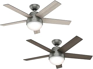 Hunter Fan Stile, 117 cm, Indoor Ceiling Fan with Light and Handheld Remote, Matte Silver Finish, 5 Reversible Blades in L...