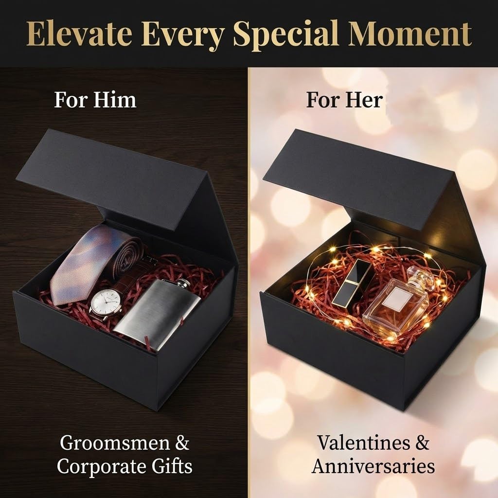 Amazon.com: Rsgift Empty gift box Small Black 9.7x7.2x3.3 Inch