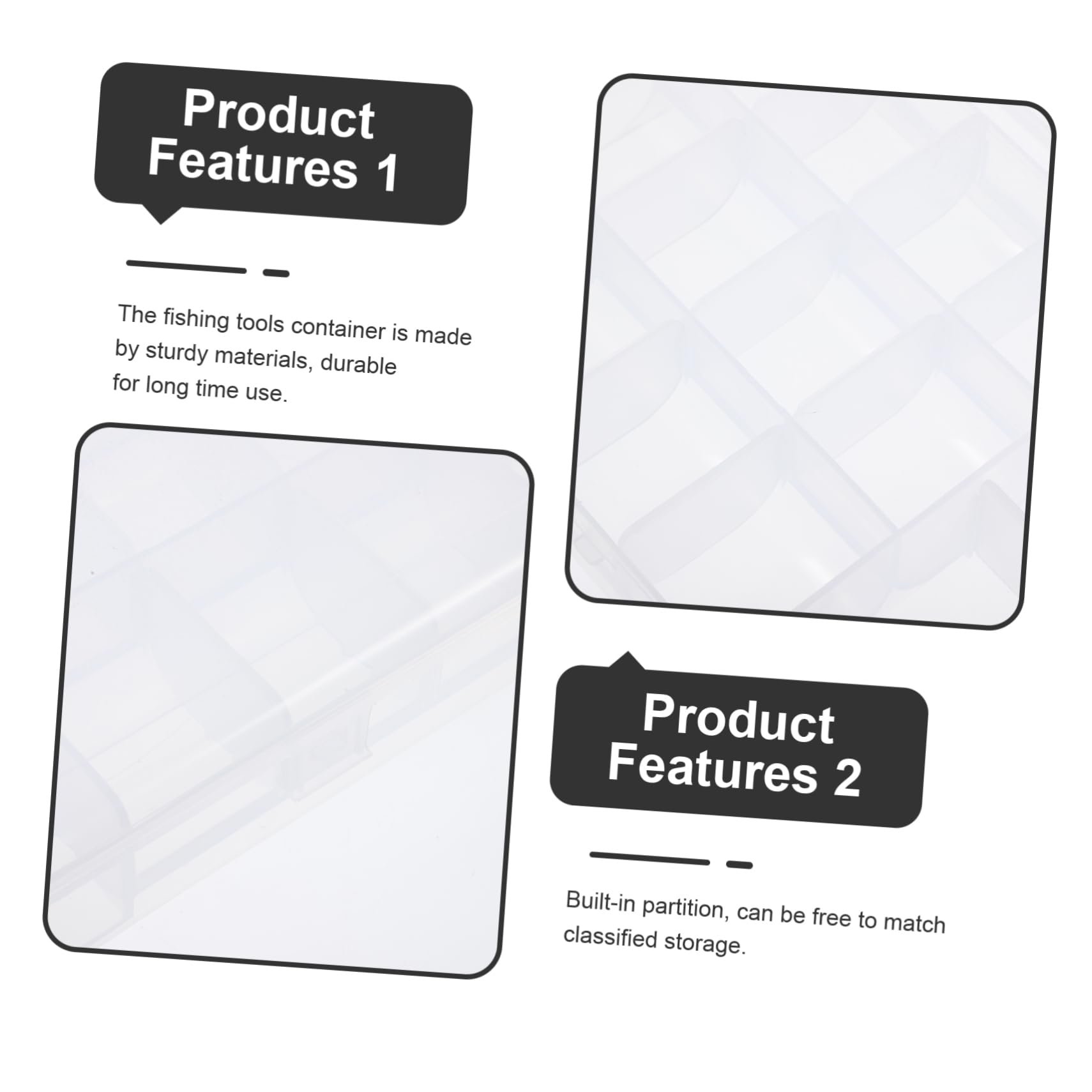 Veemoon Transparent Fishing Portable Storage Container for Hooks Baits and Lightweight and Durable Fishing Organizer for Anglers for Fishing