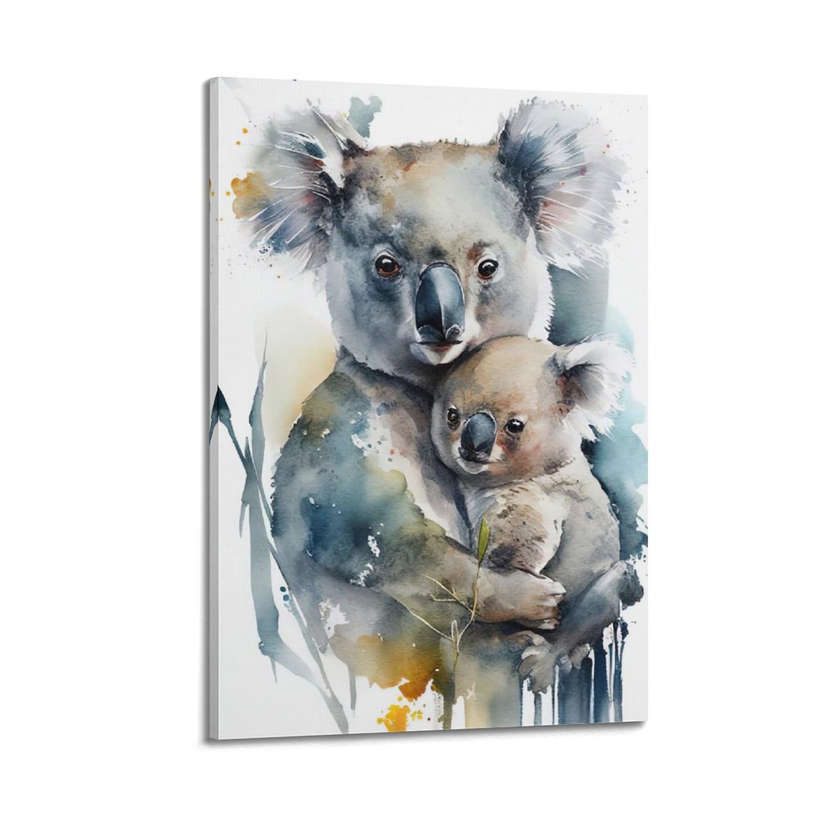 YiXong Malarstwo akwarelowe Koala Matka i Dziecko Zwierzę Plakat Dekoracyjne Malarstwo Płótno Plakaty Ścienne I Artystyczny Nadruk Nowoczesny Rodzinny Sypialnia Dekoracje Plakaty 24 x 36 cali (60 x 90