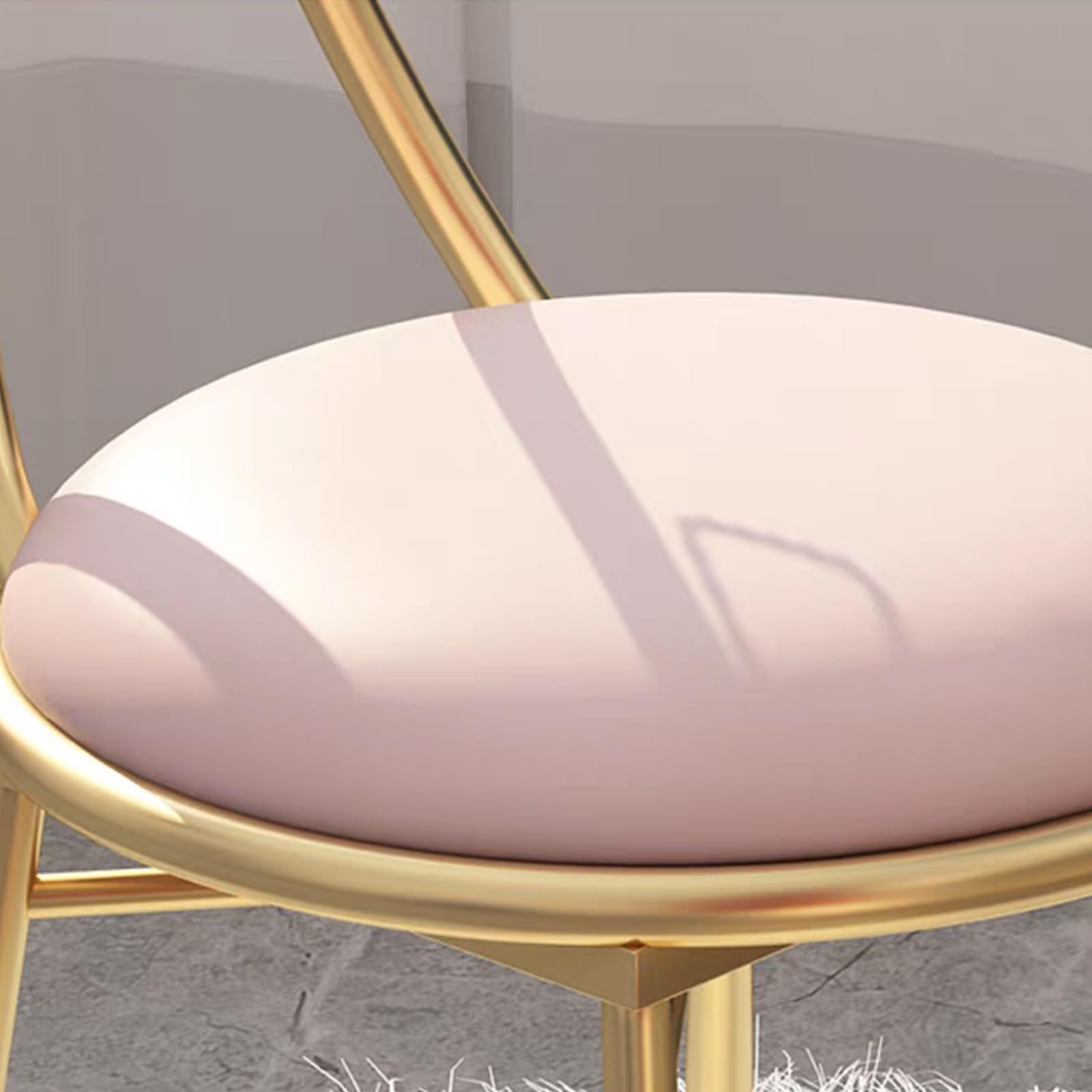 Sedia da Trucco in Ferro Battuto con Schienale, Sedia Multifunzionale con Design A Fiocco, for Camera da Letto, Soggiorno, Cucina, Sgabello di Bellezza(Rosa)