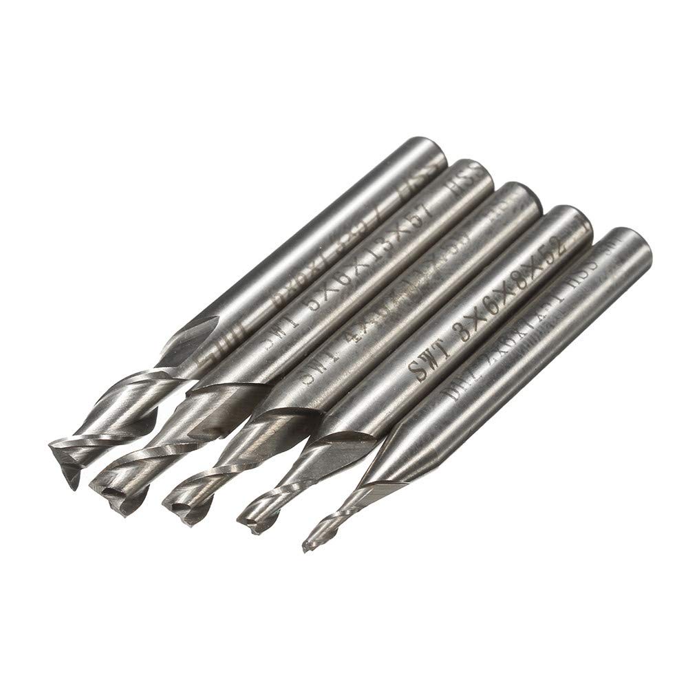 Set 6 Frese A Candela In HSS - 4 Scanalature - Gambo 1/8 - 1/2 Pollice - Mano Destra