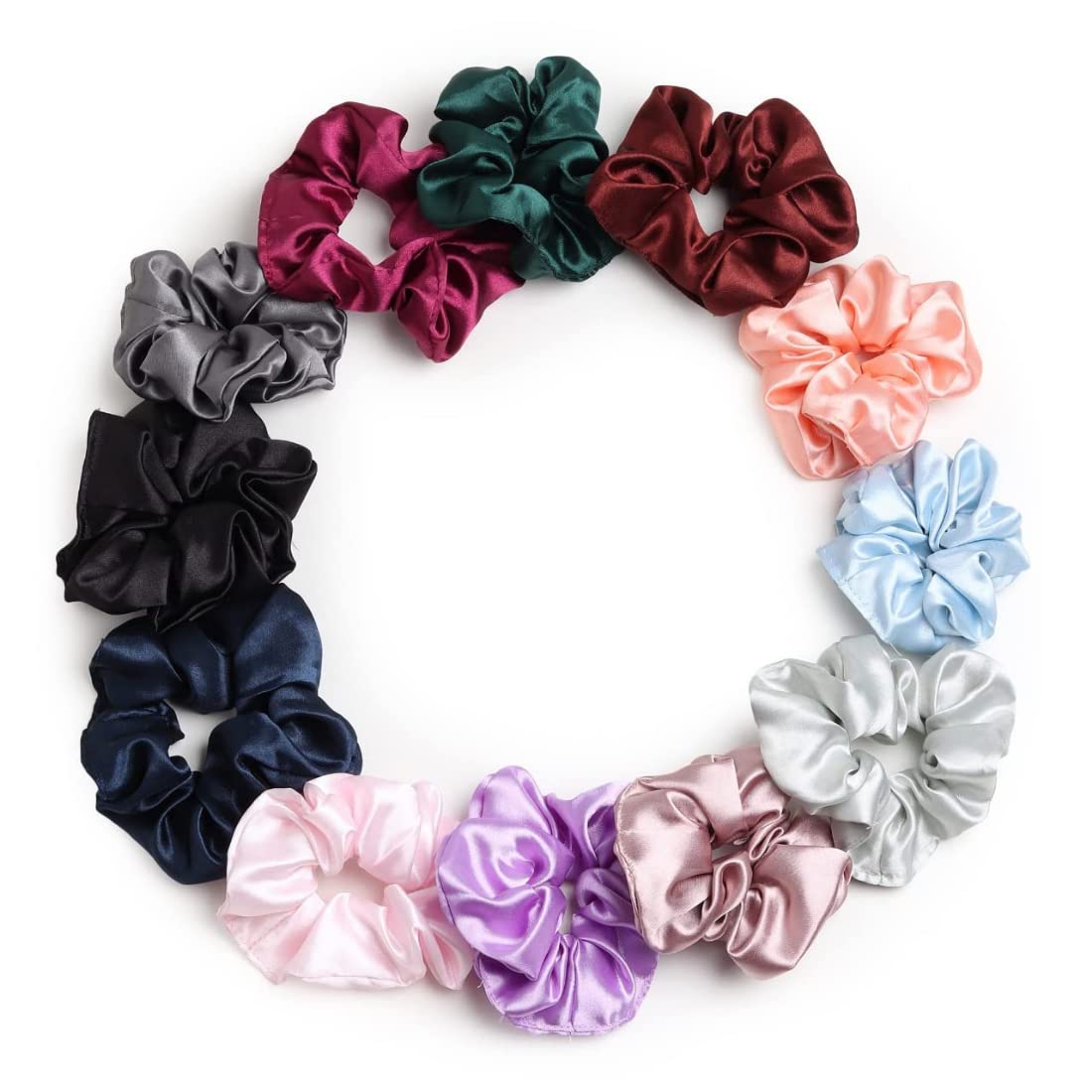 Gmall creations Luxury Satin Scrunchies for Women girls Multi-Color Scrunchies Plain Pastel Shades Pack of 12 Pc