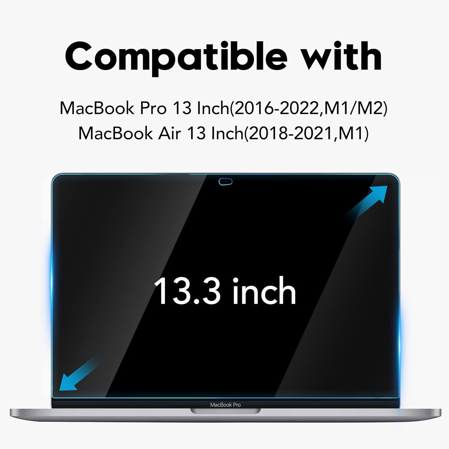 YongMai 9H Hardness Tempered Glass Screen Protector for MacBook Pro 13 inch (M1/M2 2016-2022)/ MacBook Air 13 inch (M1 2018-2021), Bubble Free, Ultra Thin HD Transparency, Anti Scratch
