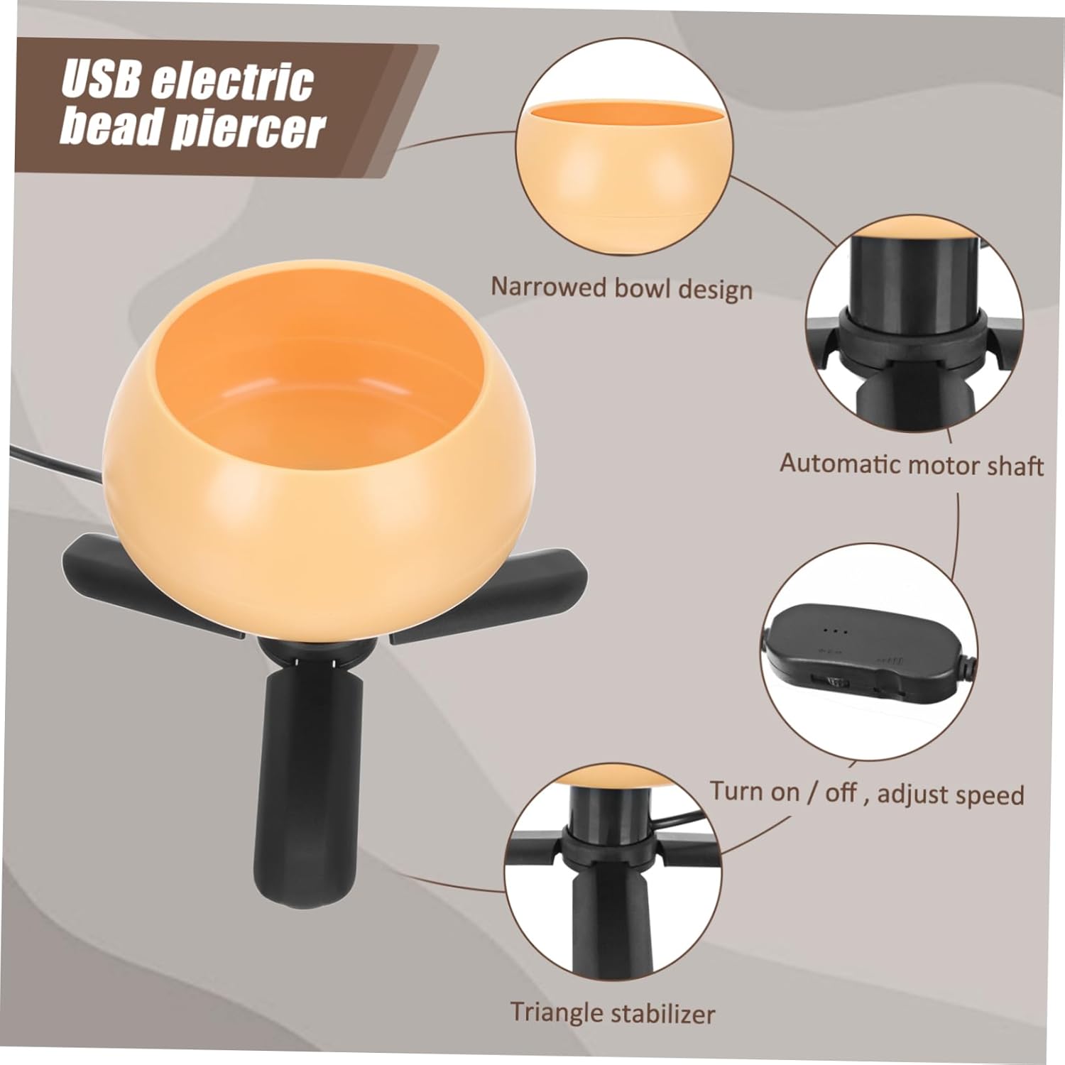 SHINEOFI Electric Bead Threading Bowl Bead Machine Speeds for Necklace Bracelet Making Stringing Crafting Tool