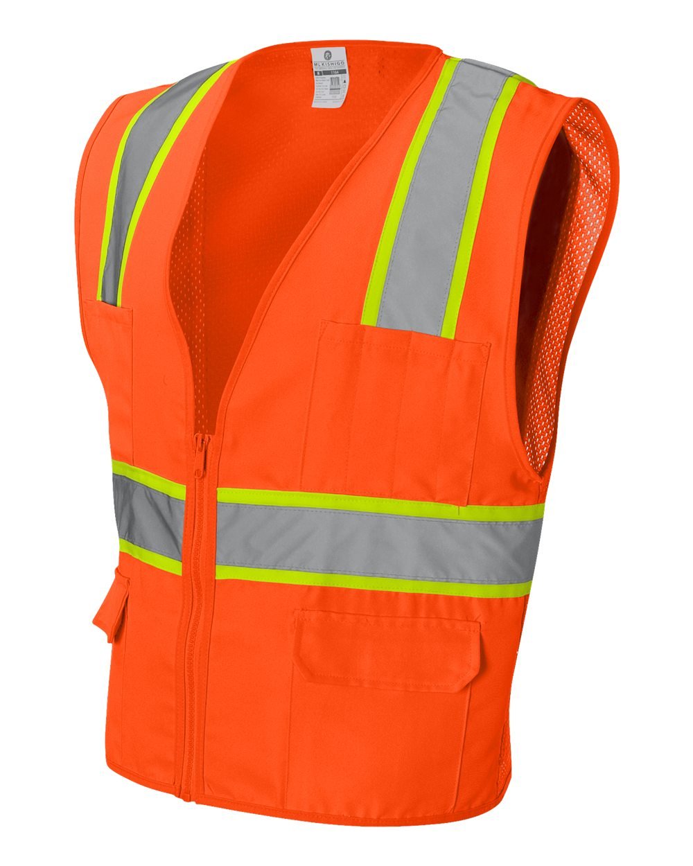 Solid Front Vest with Mesh Back, Color: Orange, Size: Large