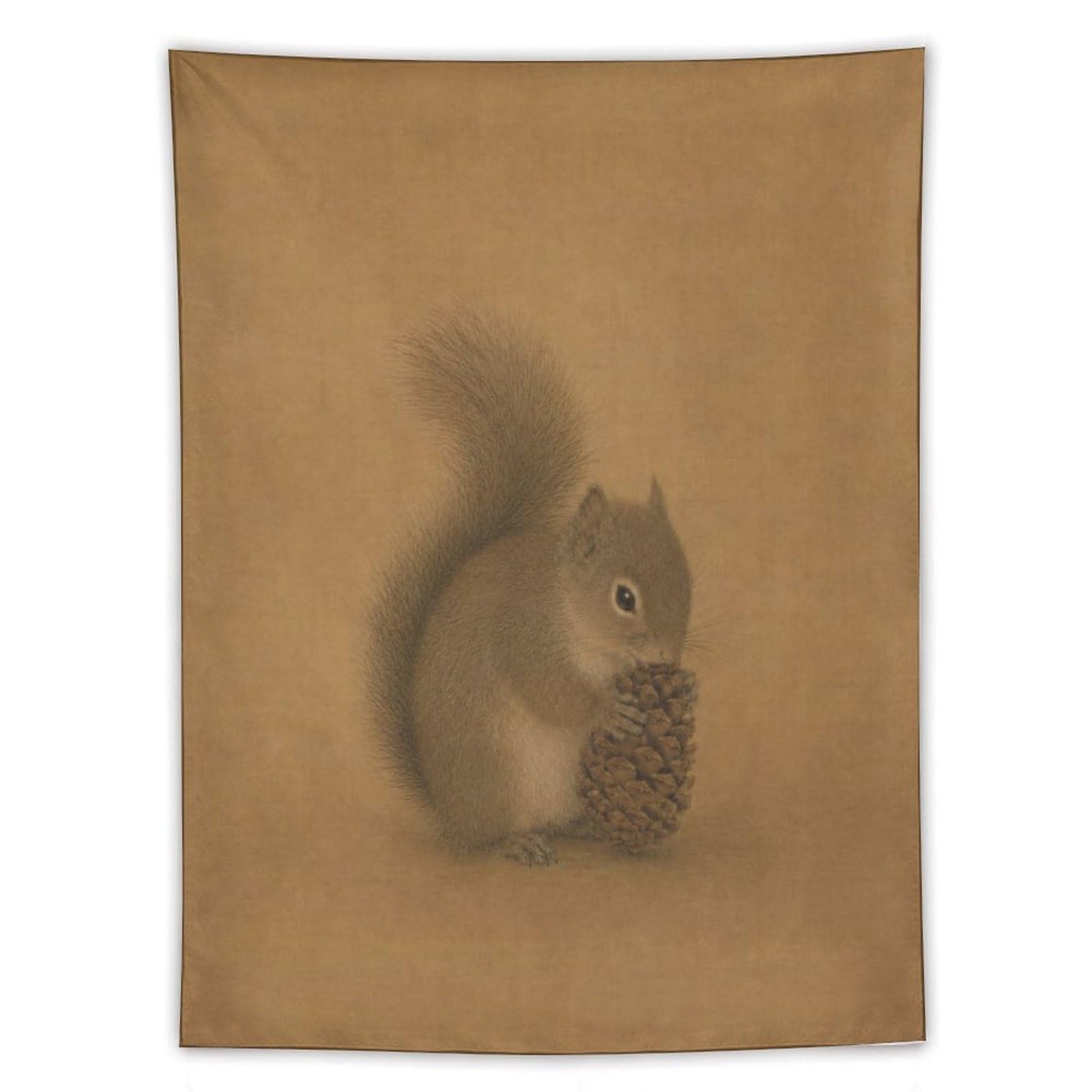 H3B8U2Y5 Tiny Squirrel with Acorn Wall Tapestry, Reading Corner