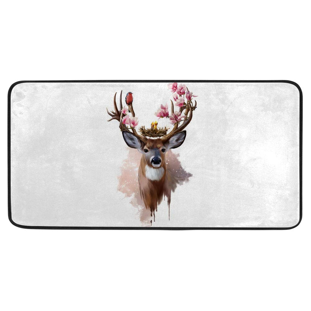 Tapis de cuisine renard sur planète antidérapant et confortable 99x51 cm