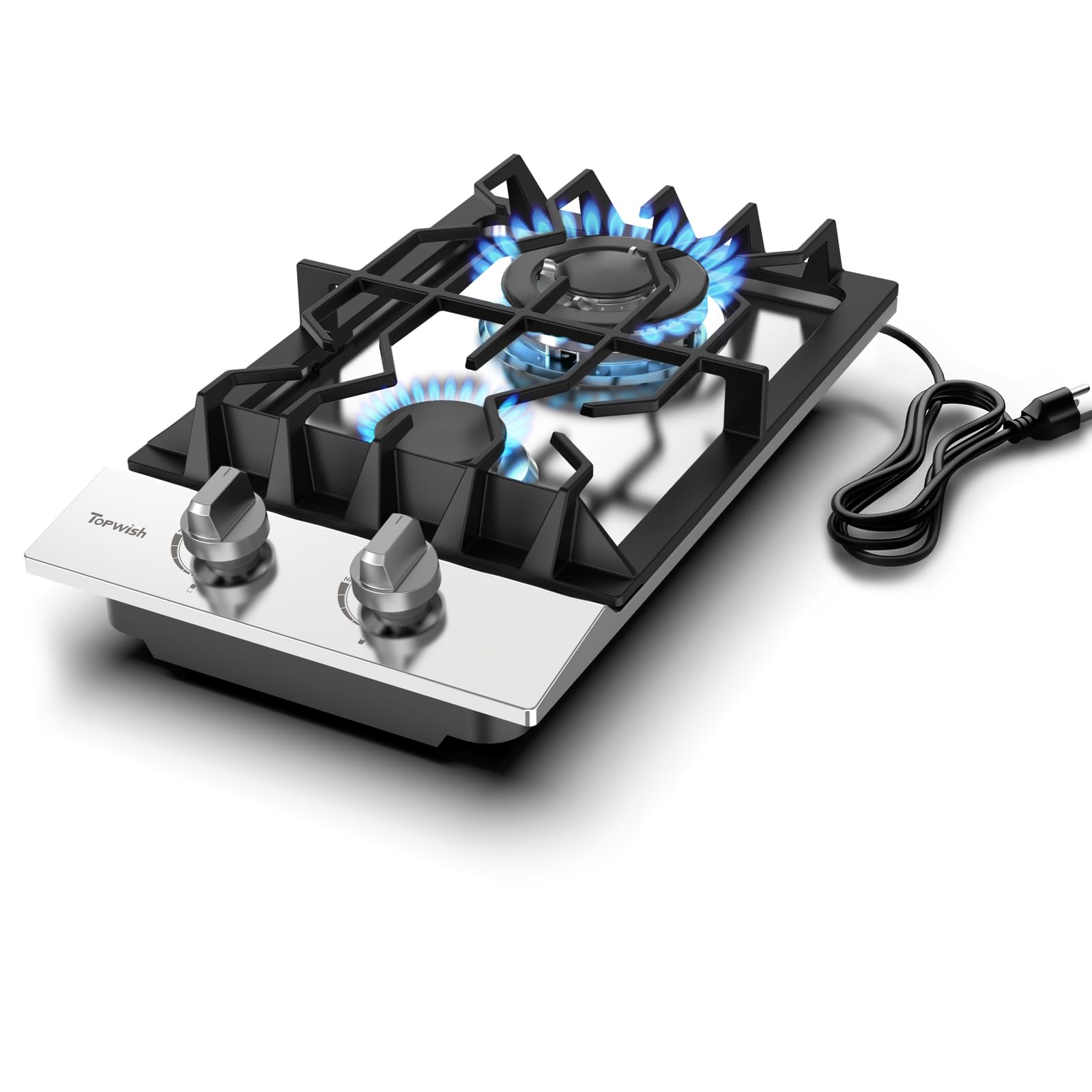 12 Inch Gas Cooktop, 2 Burner Gas Stove Built-in Propane Stove Top with LPG/NG