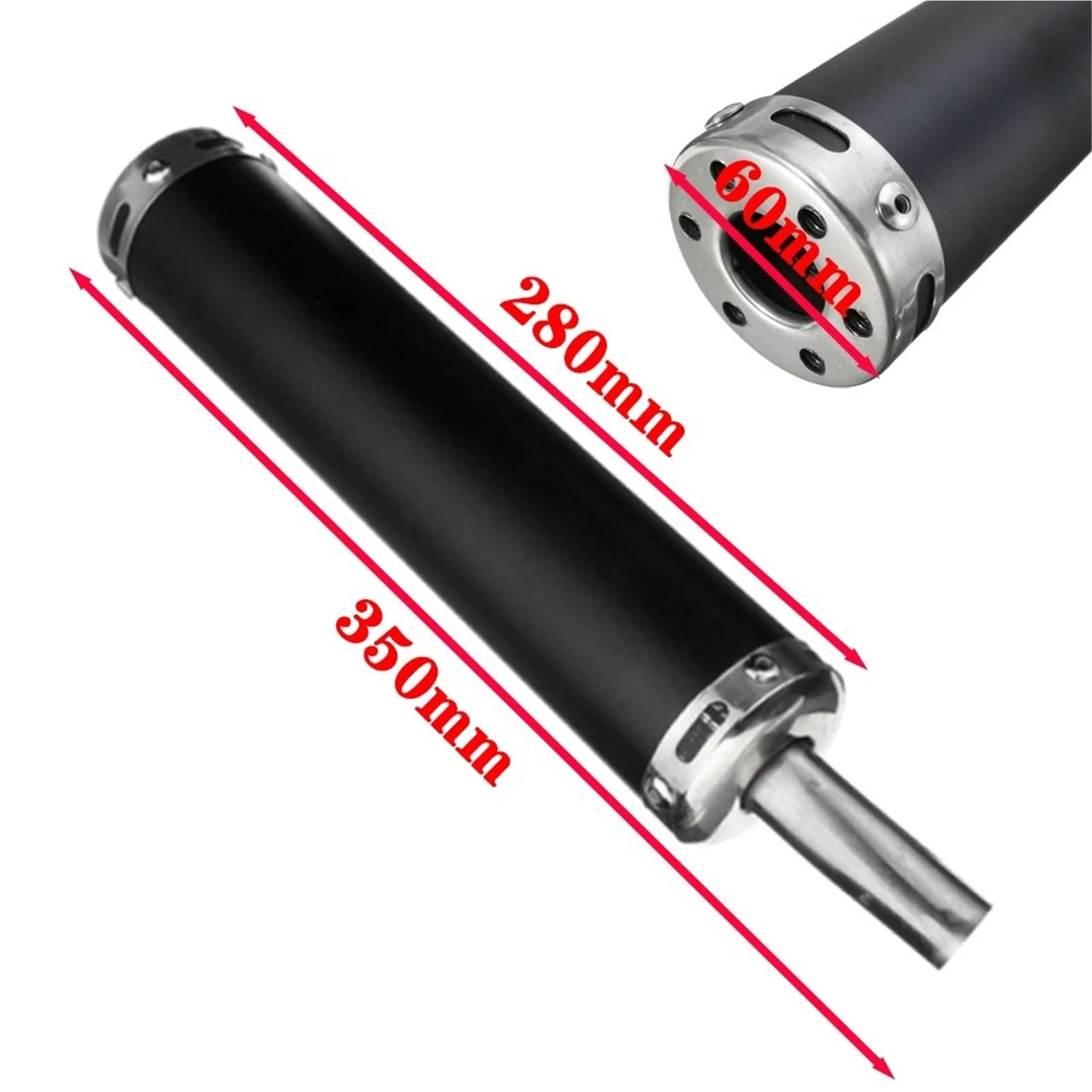 Silenziatore moto 60X280mm Silenziatore Di Scarico Moto di Tubi Per 2 Tempi Per 50-250CC Moto Da Strada Dirt Bike Tubo Da Corsa(Black)