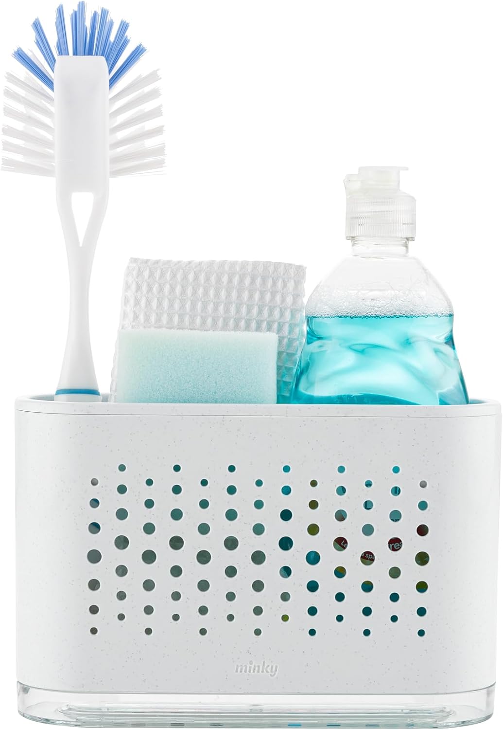 Minky Slimline Sink Tidy, Sink Caddy with Removable Drip Tray, Kitchen Storage Organiser, Brush and Sponge Holder for Kitchen Sink, Cleaning Kitchen Sink Organiser, Made in The UK (Light Grey)