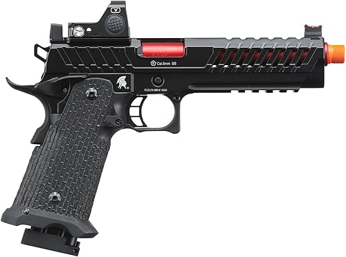 Miniatura 9 de Lancer Tactical Knightshade Hi-Capa Pistola de aire comprimido de gas con mini mira de punto rojo (negrodorado)